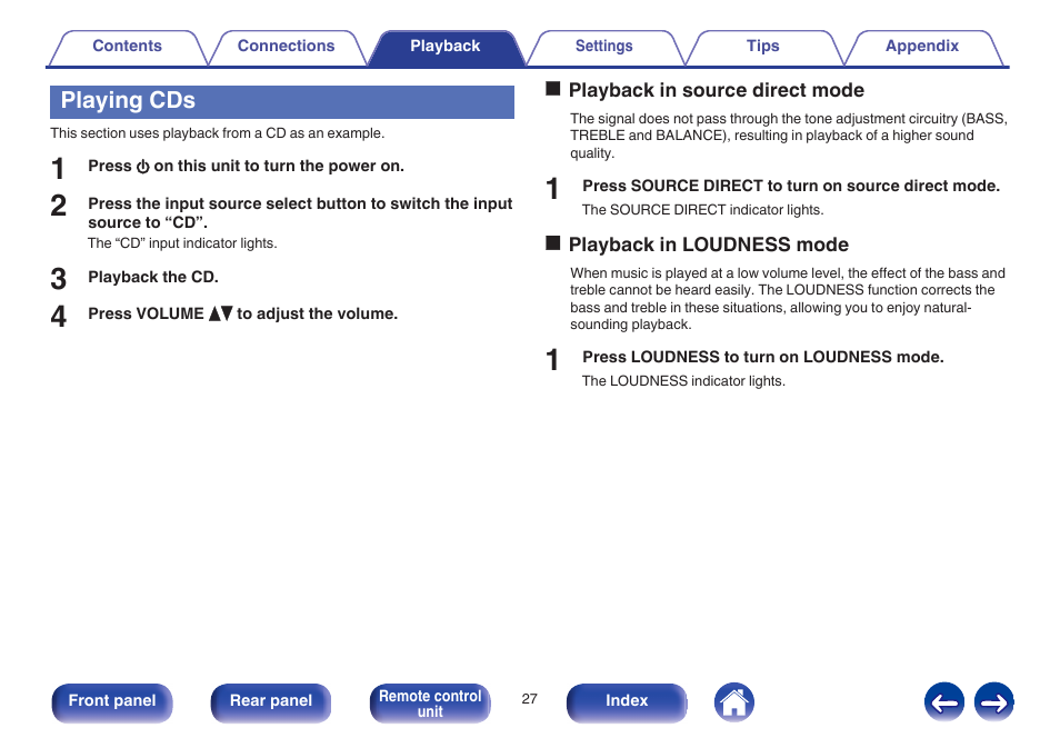 Playing cds, V p. 27) | Marantz PM5005 User Manual | Page 27 / 44