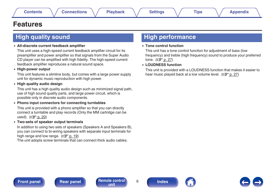 Features, High quality sound, High performance | Marantz PM5005 User Manual | Page 6 / 44