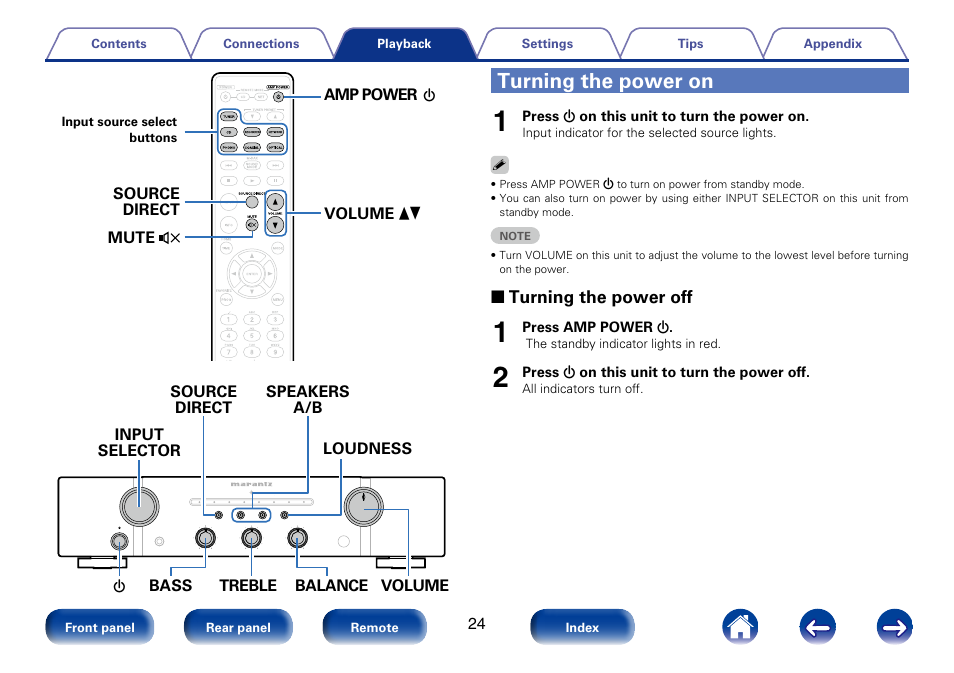 Turning the power on | Marantz PM6005 User Manual | Page 24 / 44