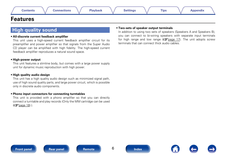 Features, High quality sound | Marantz PM6005 User Manual | Page 6 / 44