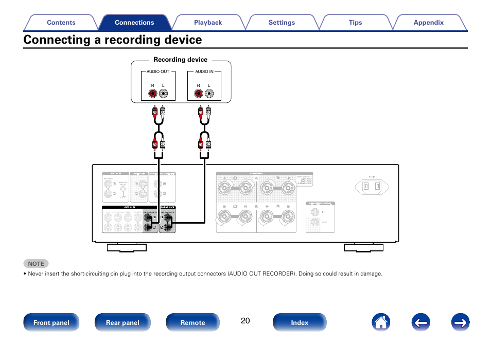 Connecting a recording device | Marantz PM8005 User Manual | Page 20 / 44