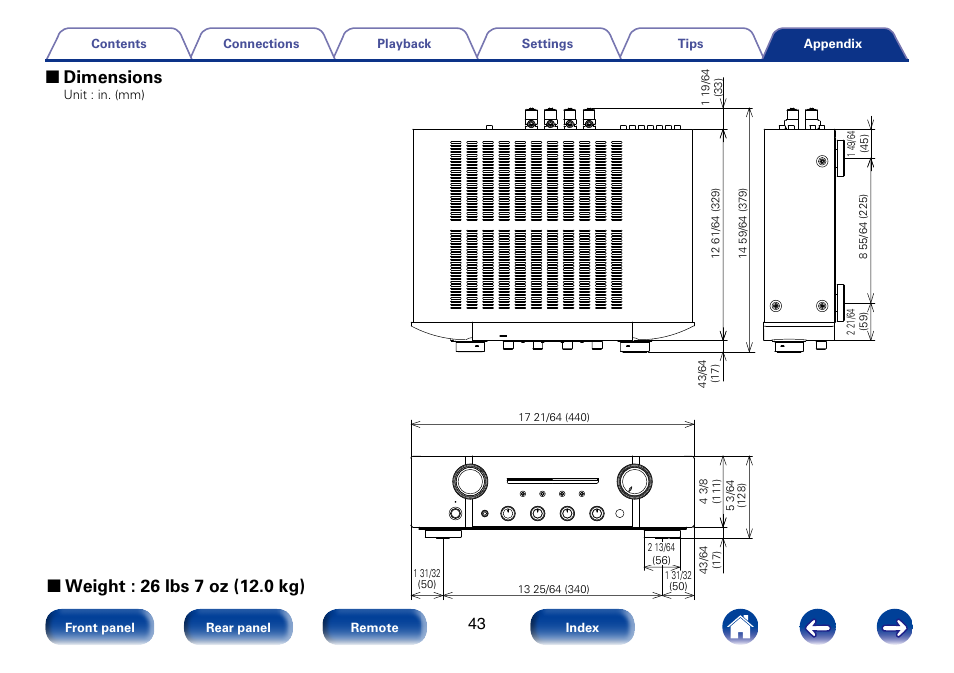 2 dimensions | Marantz PM8005 User Manual | Page 43 / 44