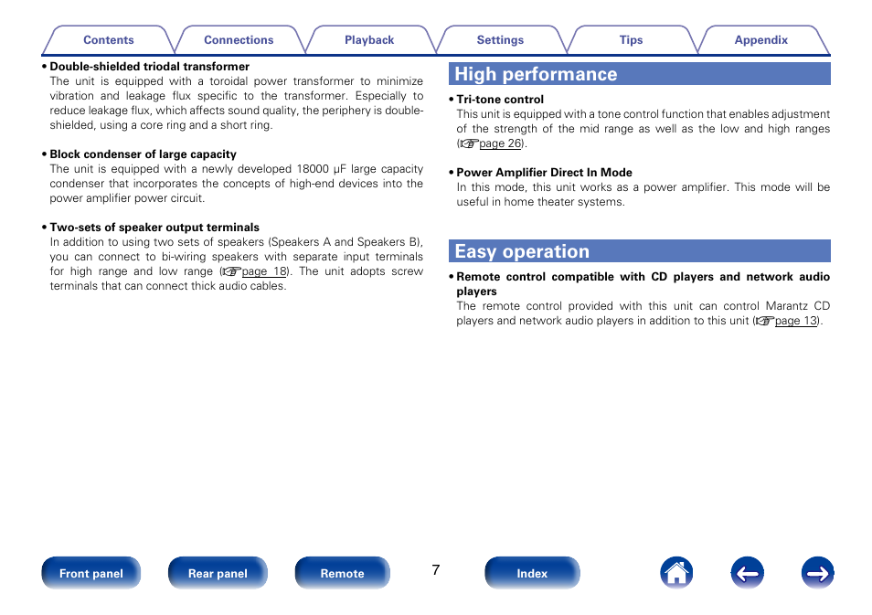High performance, Easy operation | Marantz PM8005 User Manual | Page 7 / 44