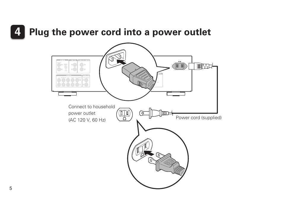 Plug the power cord into a power outlet | Marantz PM8005 Quick Start User Manual | Page 6 / 10