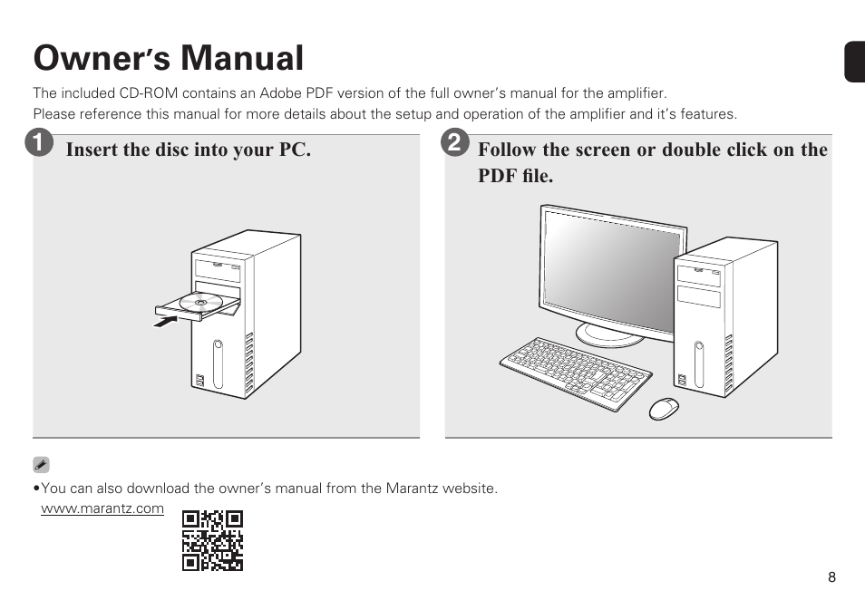 Owner, S manual | Marantz PM8005 Quick Start User Manual | Page 9 / 10