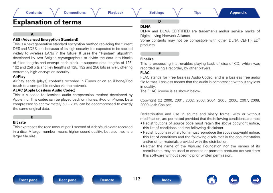 Explanation of terms | Marantz M-CR610 User Manual | Page 113 / 132