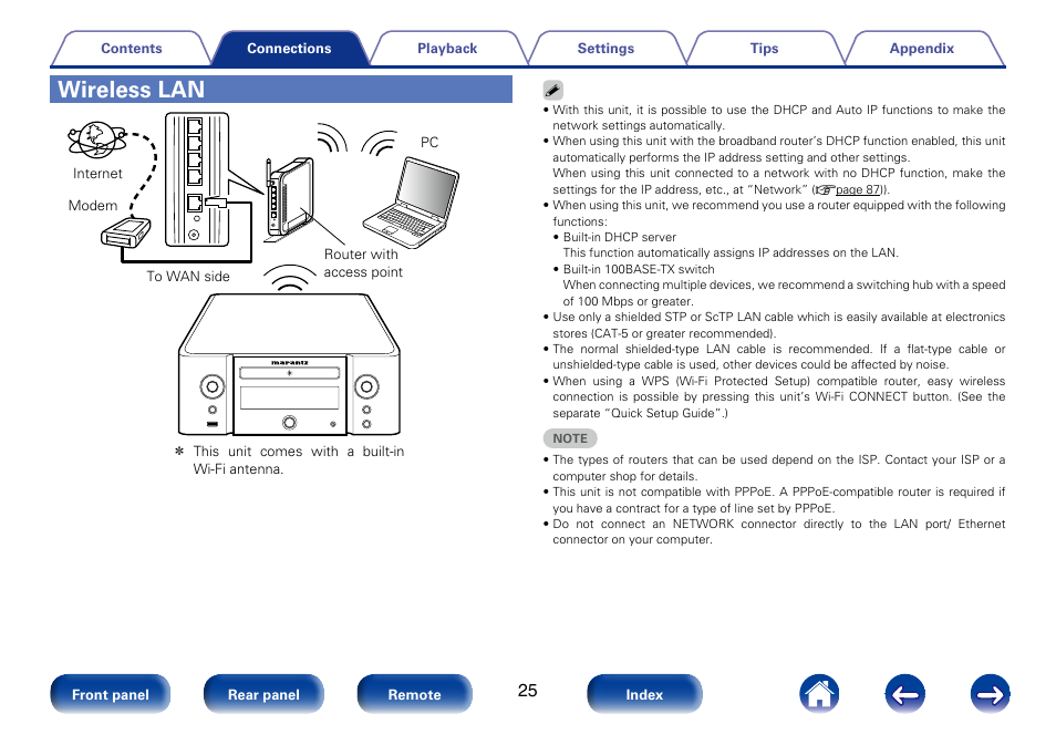 Wireless lan | Marantz M-CR610 User Manual | Page 25 / 132