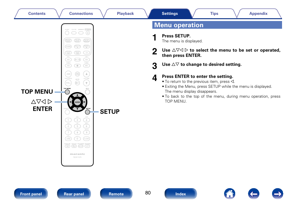 Menu operation | Marantz M-CR610 User Manual | Page 80 / 132