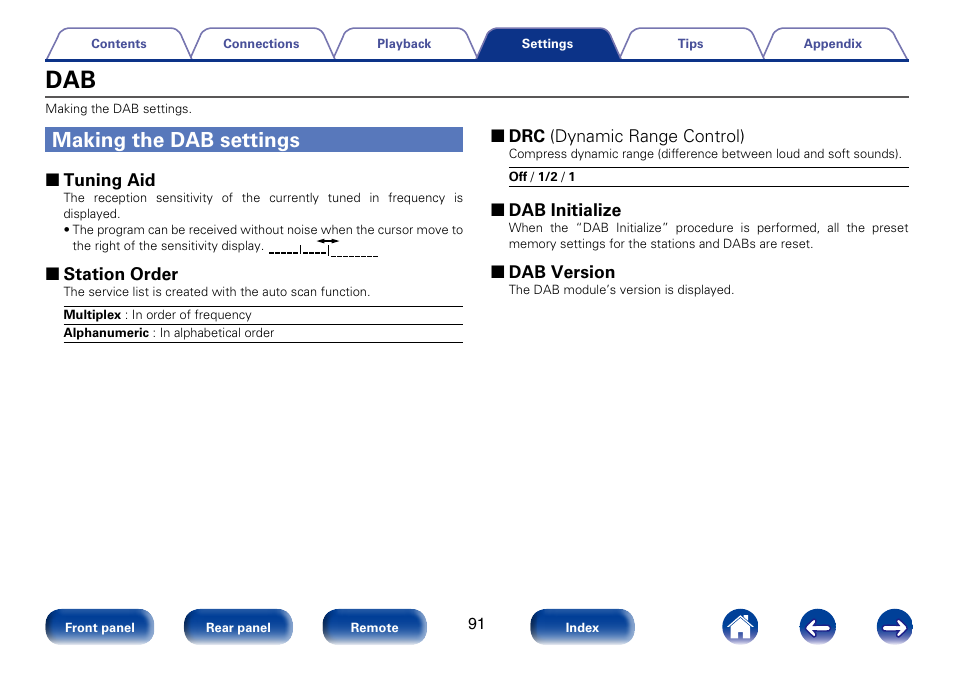 Making the dab settings | Marantz M-CR610 User Manual | Page 91 / 132