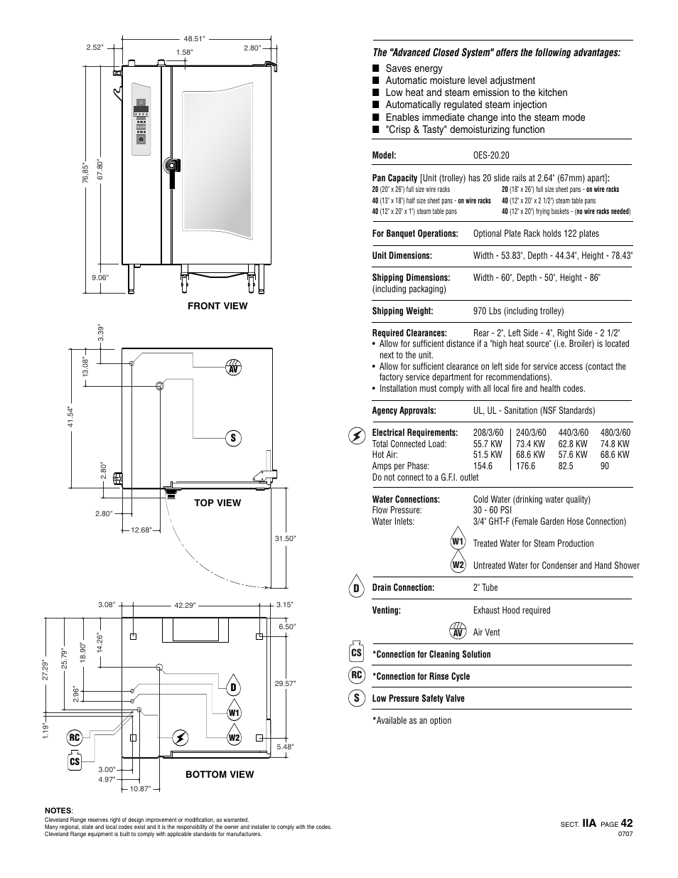 Oeb 20.20, Ogs 20.20 | Cleveland Range Enodis OES-20.20 User Manual | Page 2 / 2