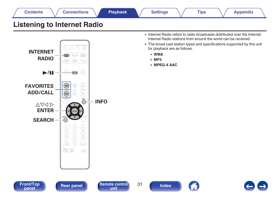 Listening to internet radio | Marantz M-CR511 User Manual | Page 31 / 133