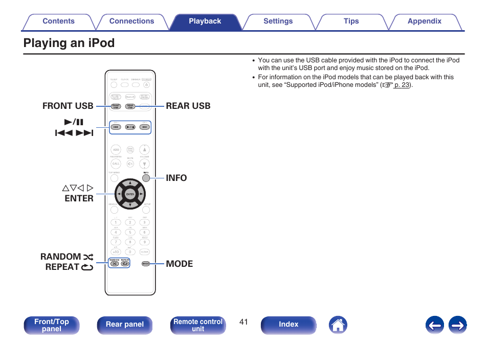 Playing an ipod | Marantz M-CR511 User Manual | Page 41 / 133