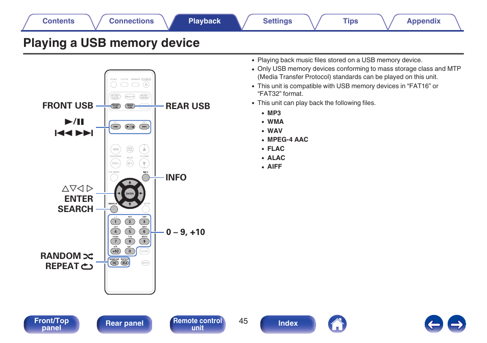 Playing a usb memory device | Marantz M-CR511 User Manual | Page 45 / 133
