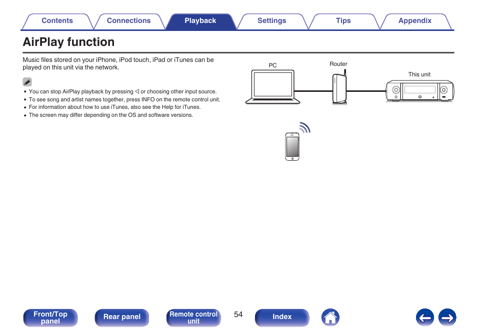 Airplay function, V p. 54) | Marantz M-CR511 User Manual | Page 54 / 133