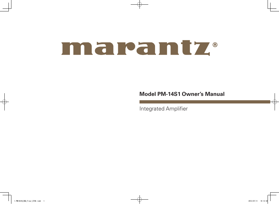 Marantz PM-14S1 User Manual | 36 pages