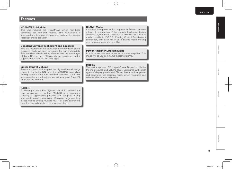 Features | Marantz PM-14S1 User Manual | Page 11 / 36