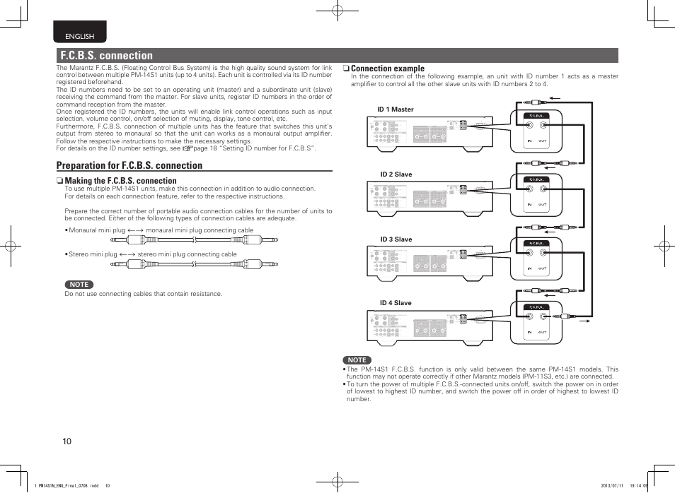 F.c.b.s. connection, Preparation for f.c.b.s. connection | Marantz PM-14S1 User Manual | Page 18 / 36