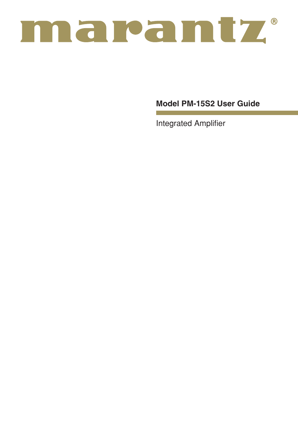 Marantz PM-15S2 User Manual | 33 pages