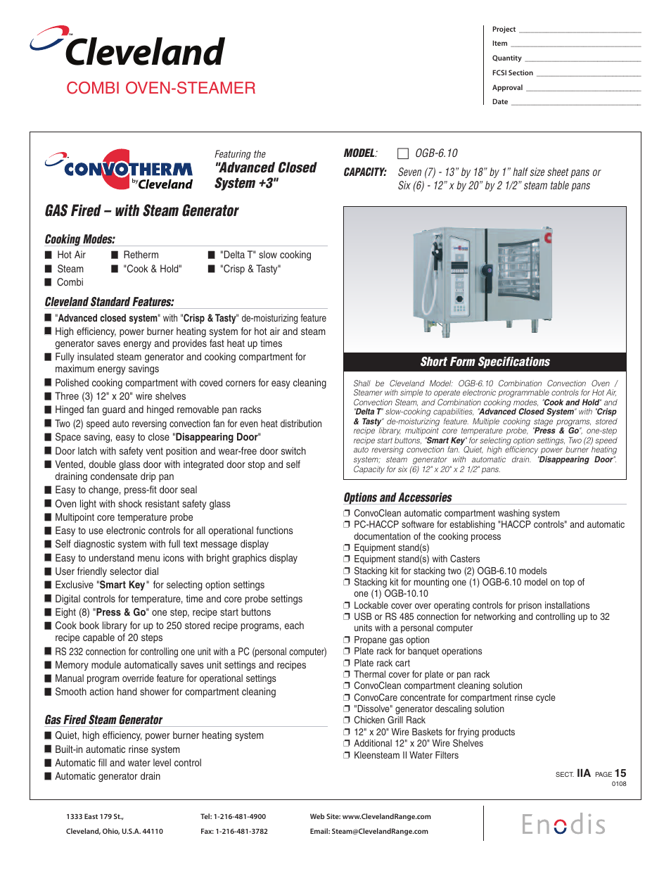 Cleveland Range OGB-6.10 User Manual | 2 pages