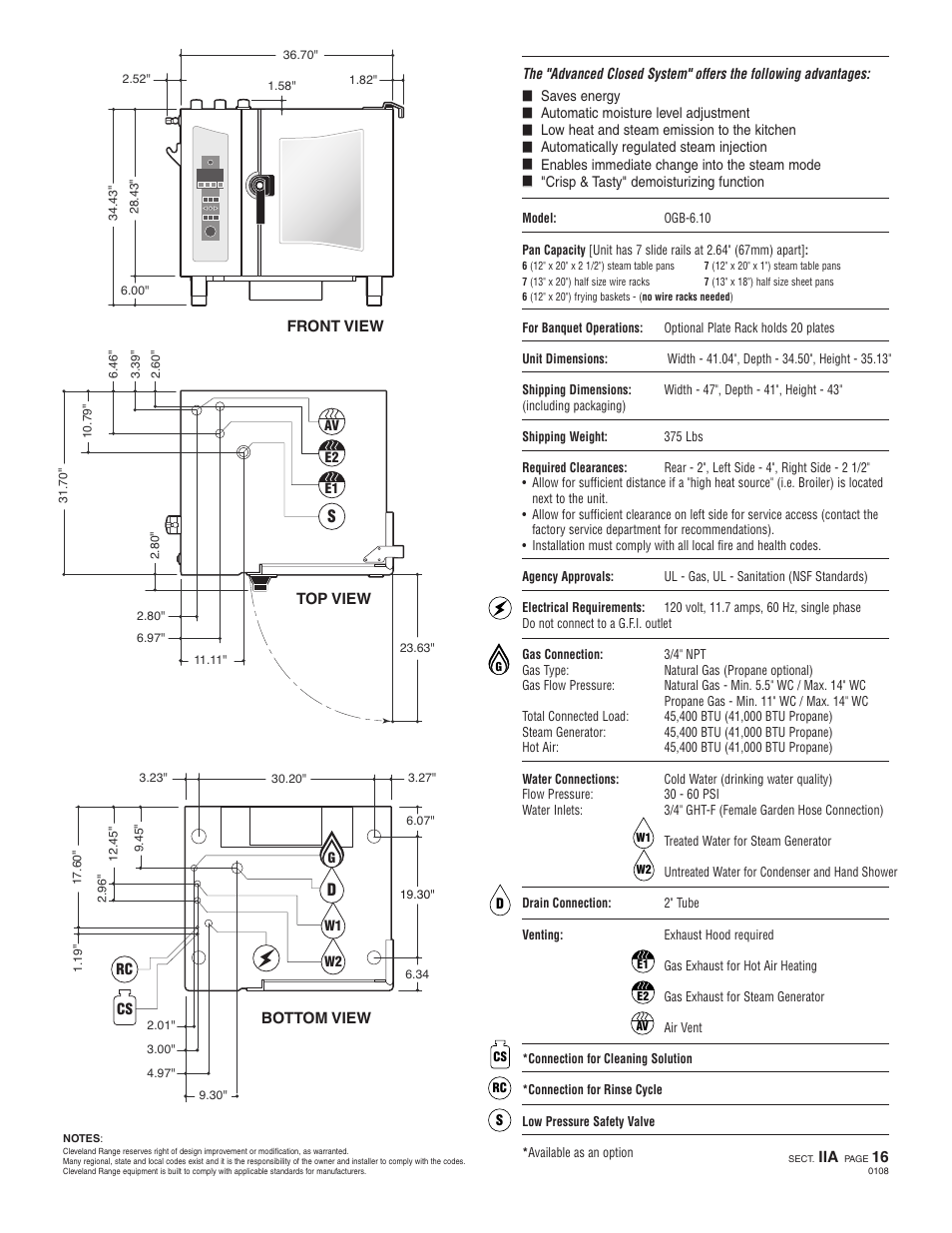 Oeb 6.10, Ogs 6.10 | Cleveland Range OGB-6.10 User Manual | Page 2 / 2