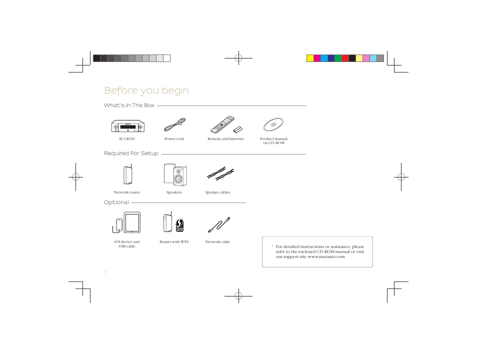 Before you begin | Marantz M-CR510N Quick Start User Manual | Page 2 / 8