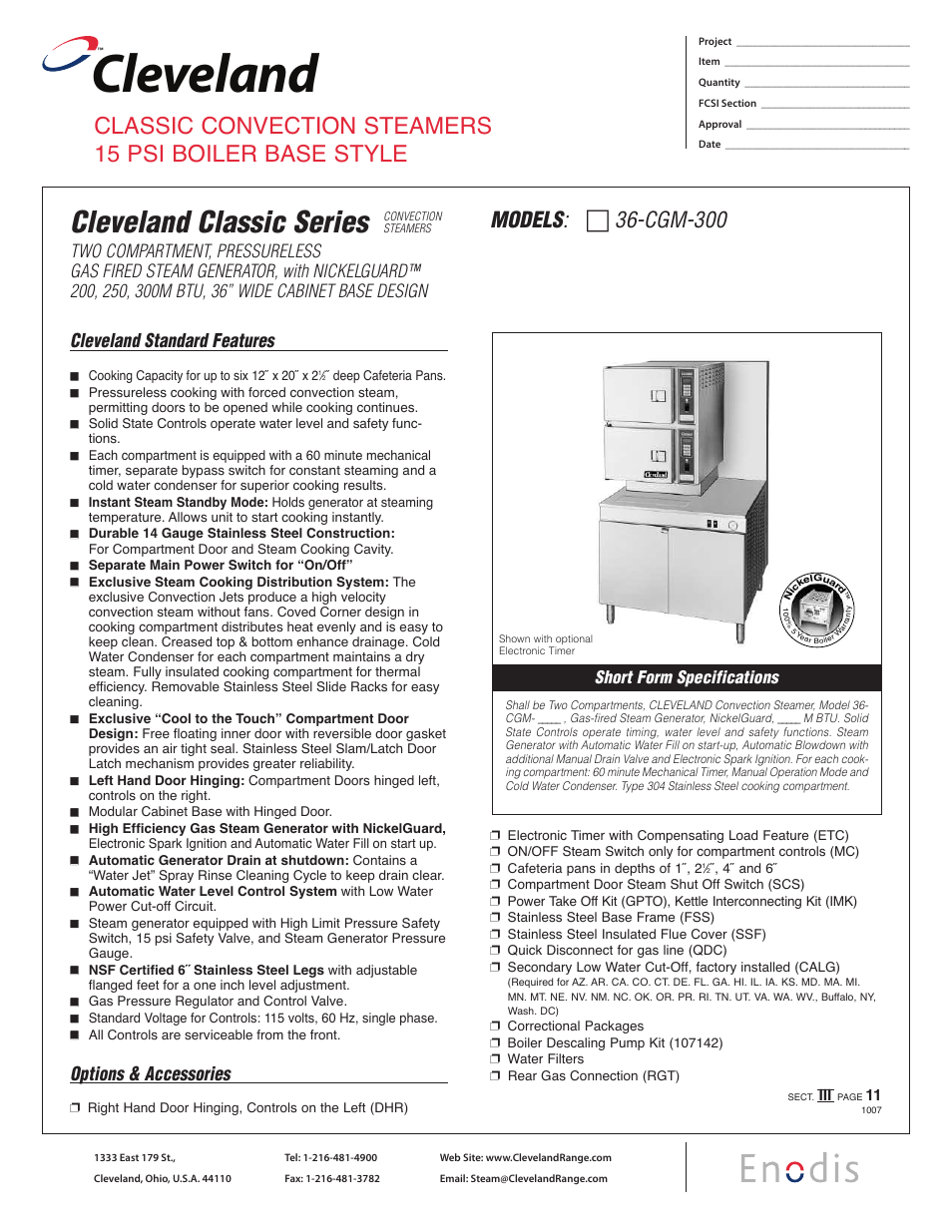 Cleveland Range 36-CGM-300 User Manual | 2 pages