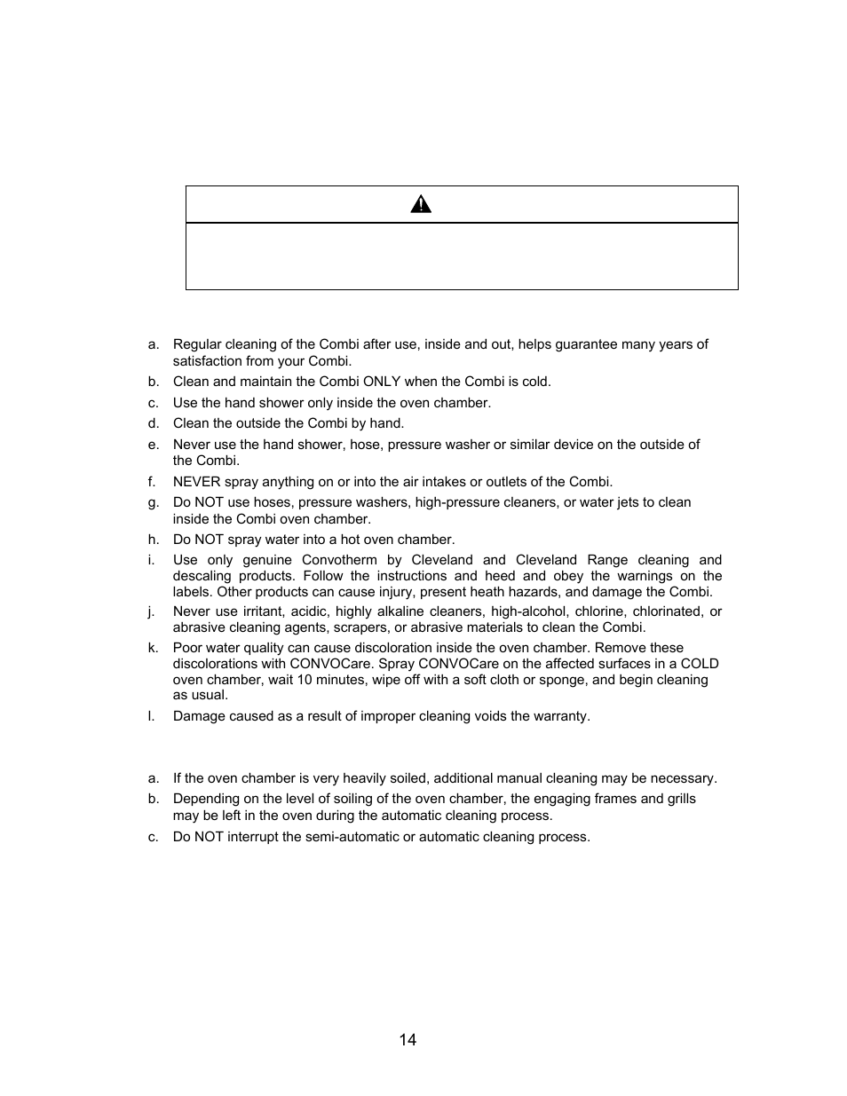 Cleaning, Cleaning the oven chamber, At the end of the day or shift | Cleveland Range Convotherm Combination Oven-Steamer Gas 20.20 User Manual | Page 16 / 81