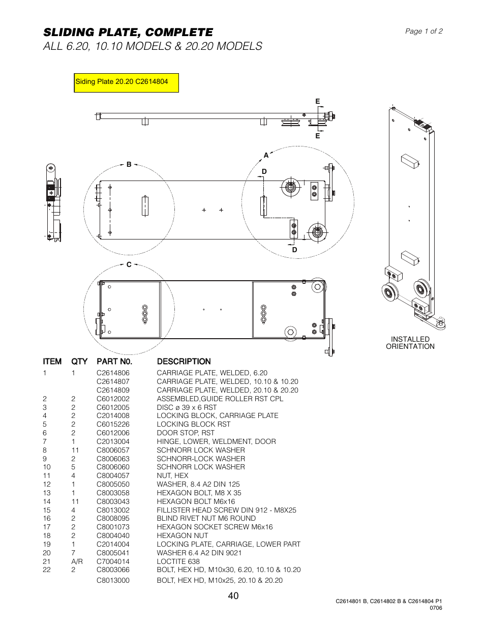 Sliding plate (all models) | Cleveland Range Convotherm Combination Oven-Steamer Gas 20.20 User Manual | Page 47 / 81