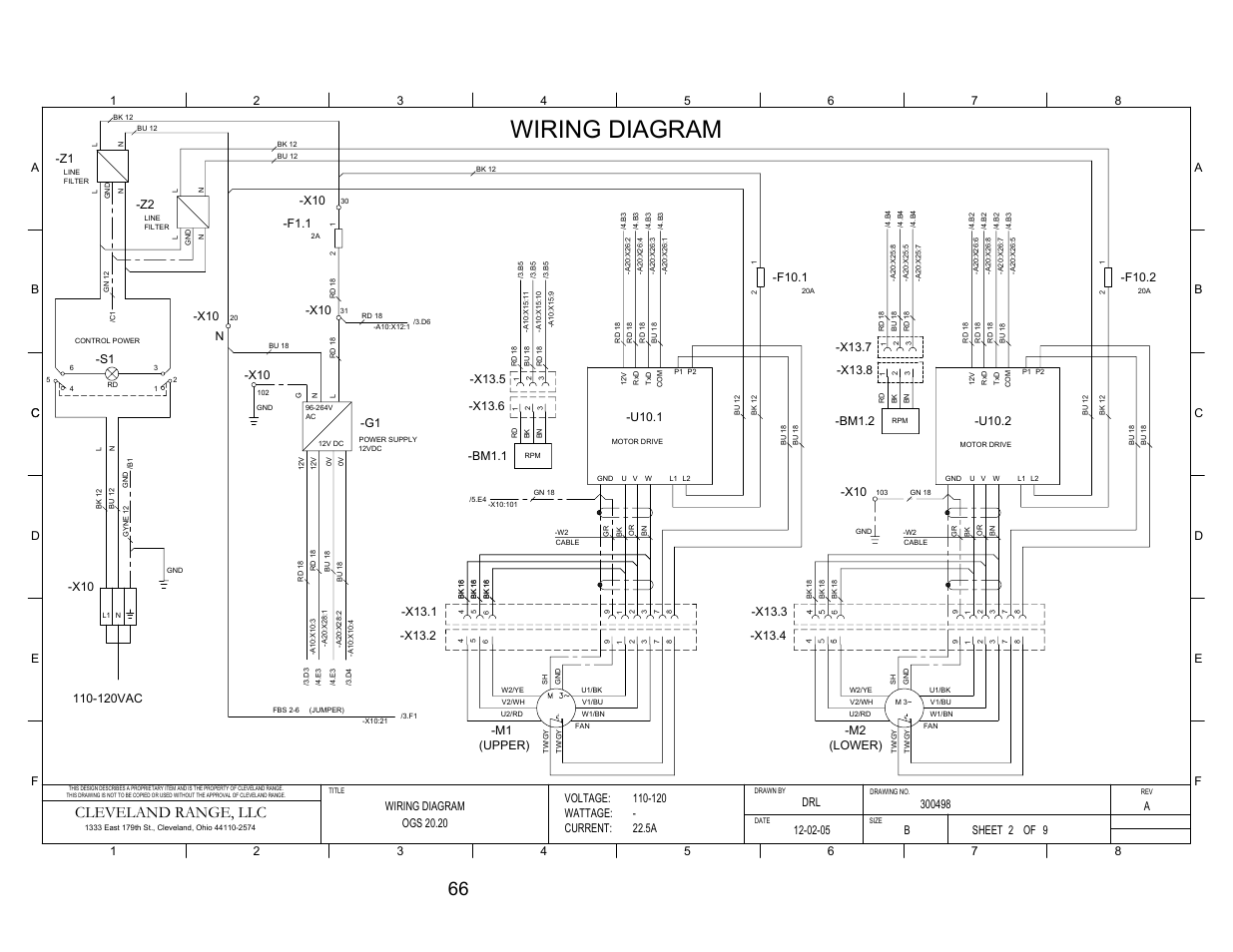 Pg 2, Wiring diagram, Cleveland range, llc | C-m2, Bm1.1, X13.5, X13.6, X13.2, X13.1, F10.1 | Cleveland Range Convotherm Combination Oven-Steamer Gas 20.20 User Manual | Page 74 / 81