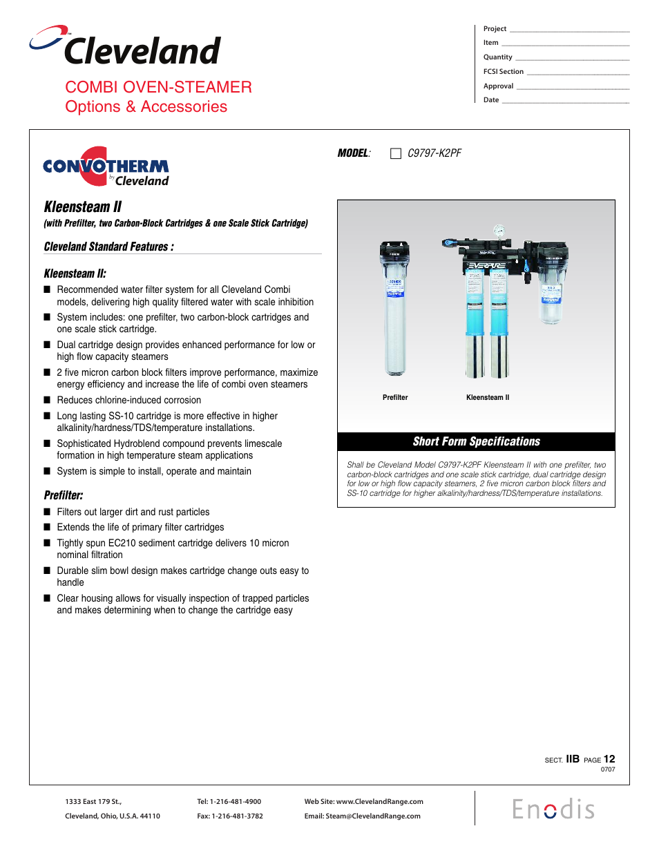 Cleveland Range C9797-K2PF User Manual | 2 pages