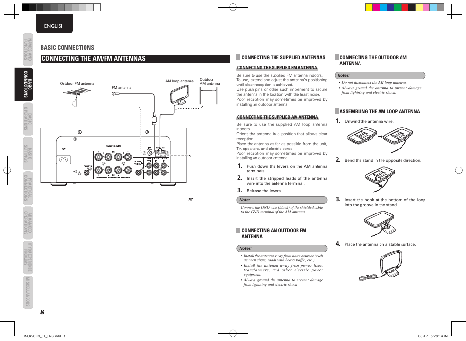 Connecting the am/fm antennas | Marantz M-CR502 User Manual | Page 12 / 39