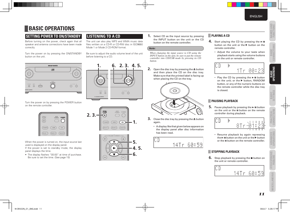 Basic operations | Marantz M-CR502 User Manual | Page 15 / 39