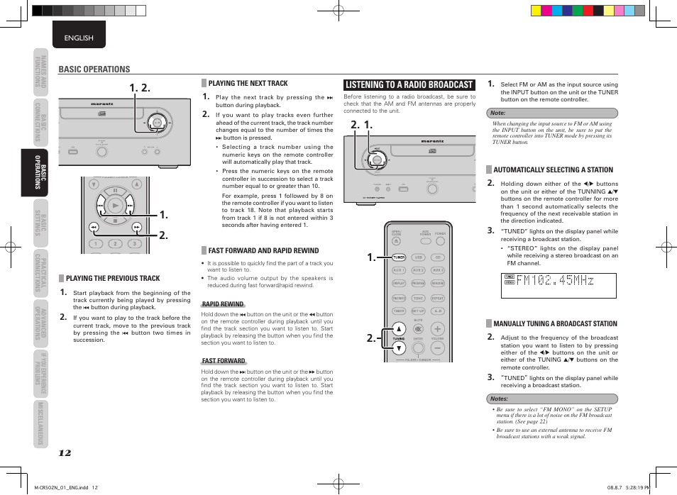 Listening to a radio broadcast | Marantz M-CR502 User Manual | Page 16 / 39