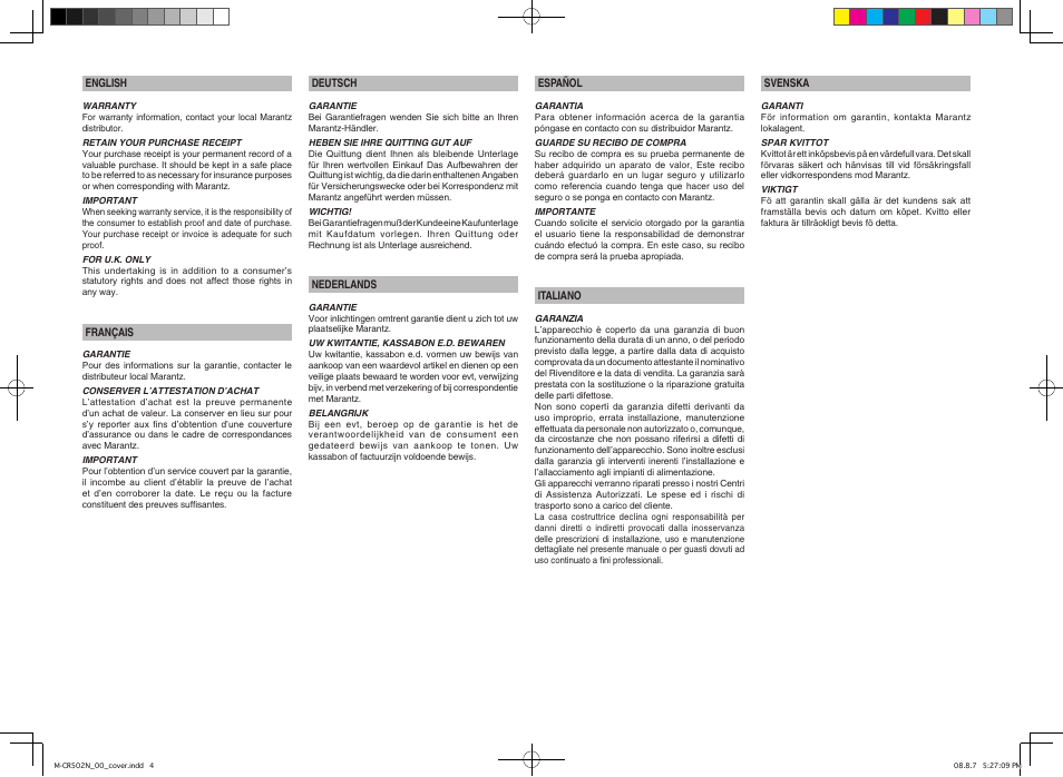 Marantz M-CR502 User Manual | Page 2 / 39