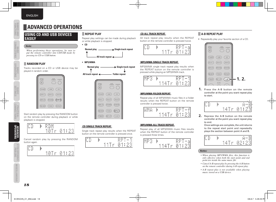 Advanced operations, Using cd and usb devices easily | Marantz M-CR502 User Manual | Page 22 / 39
