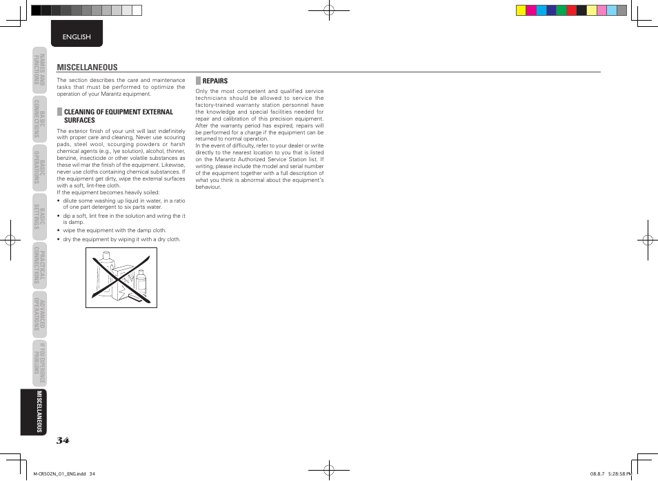 Miscellaneous | Marantz M-CR502 User Manual | Page 38 / 39