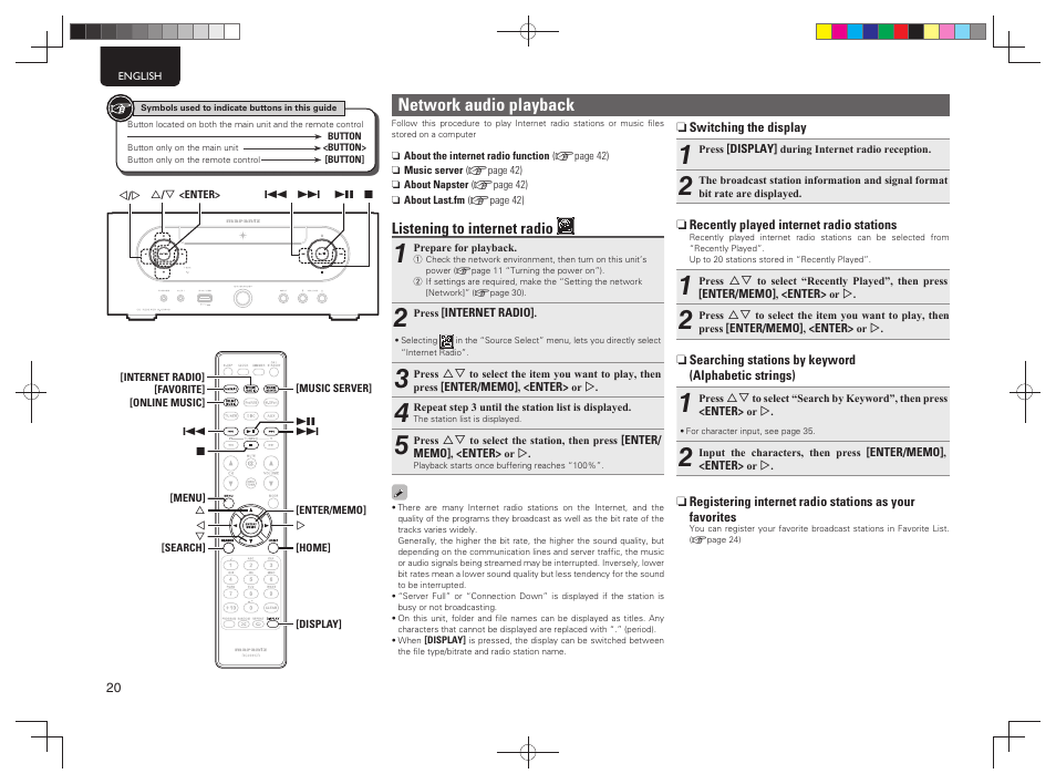 Network audio playback | Marantz MCR603 User Manual | Page 26 / 56