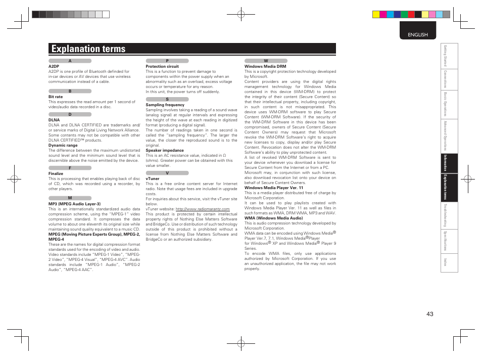 Explanation terms | Marantz MCR603 User Manual | Page 49 / 56