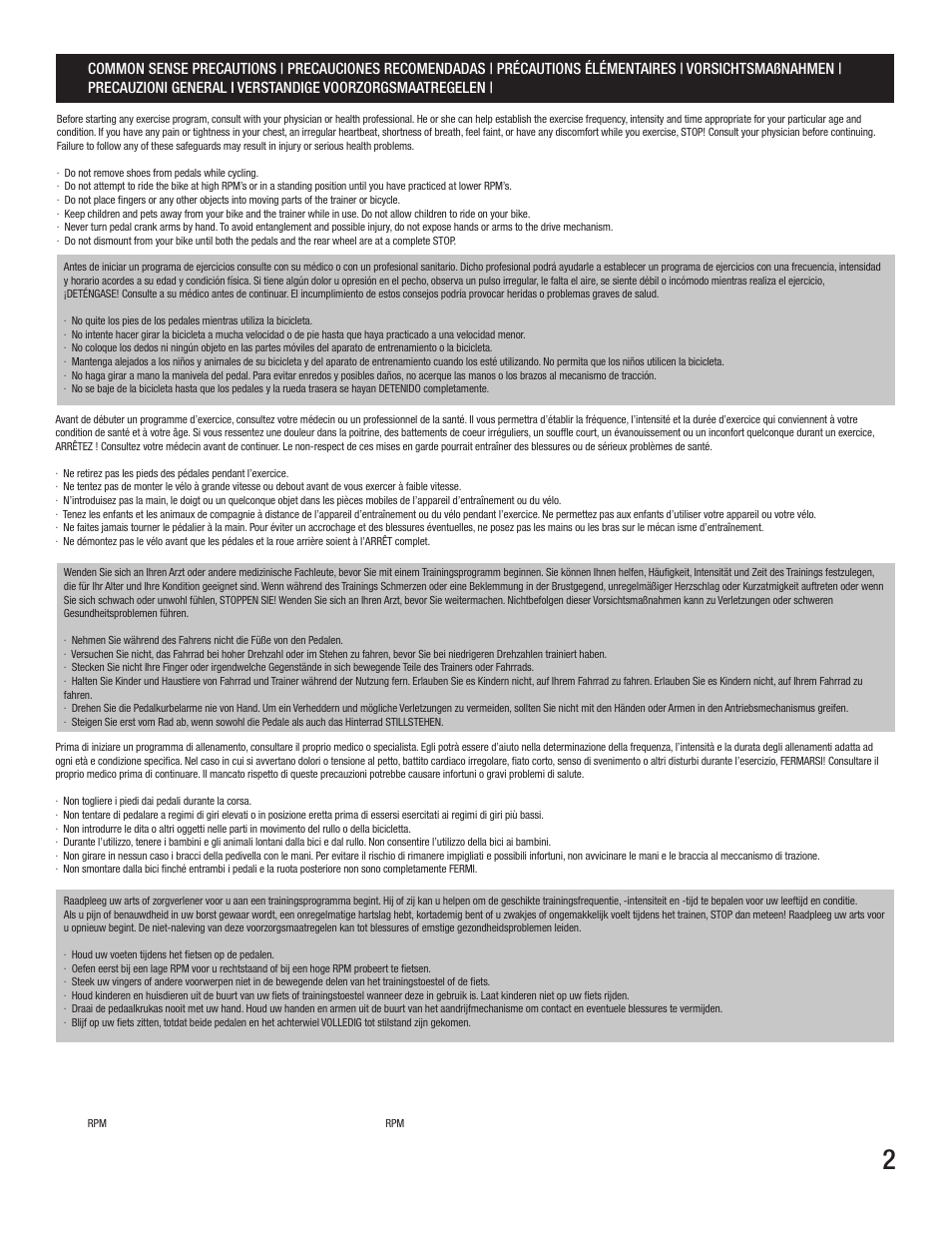 CycleOps ERUTT3 User Manual | Page 2 / 12