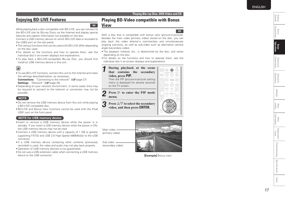 Enjoying bd-live features, Playing bd-video compatible with bonus view | Marantz MER803 User Manual | Page 23 / 60