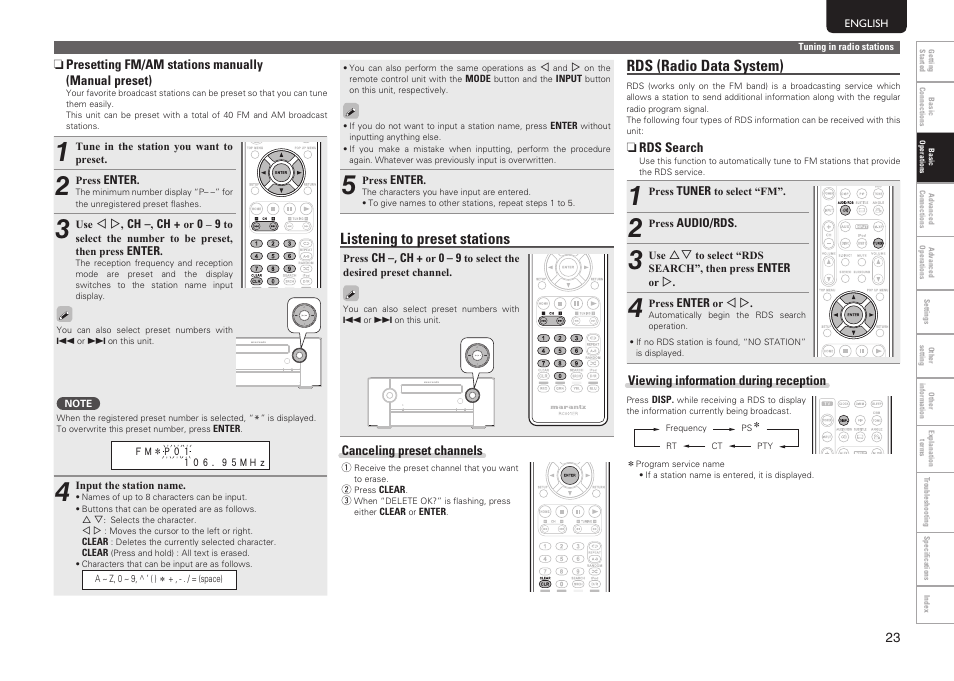 Listening to preset stations, Rds (radio data system) | Marantz MER803 User Manual | Page 29 / 60