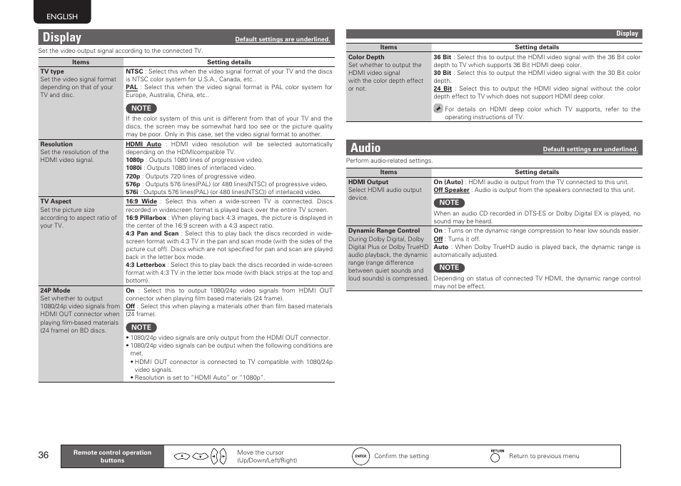 Display, Audio | Marantz MER803 User Manual | Page 42 / 60