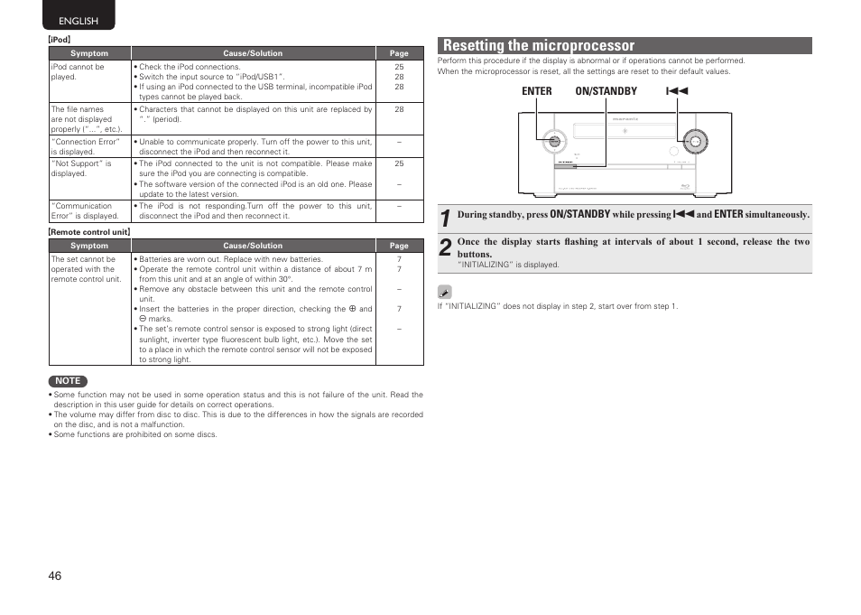 Resetting the microprocessor | Marantz MER803 User Manual | Page 52 / 60