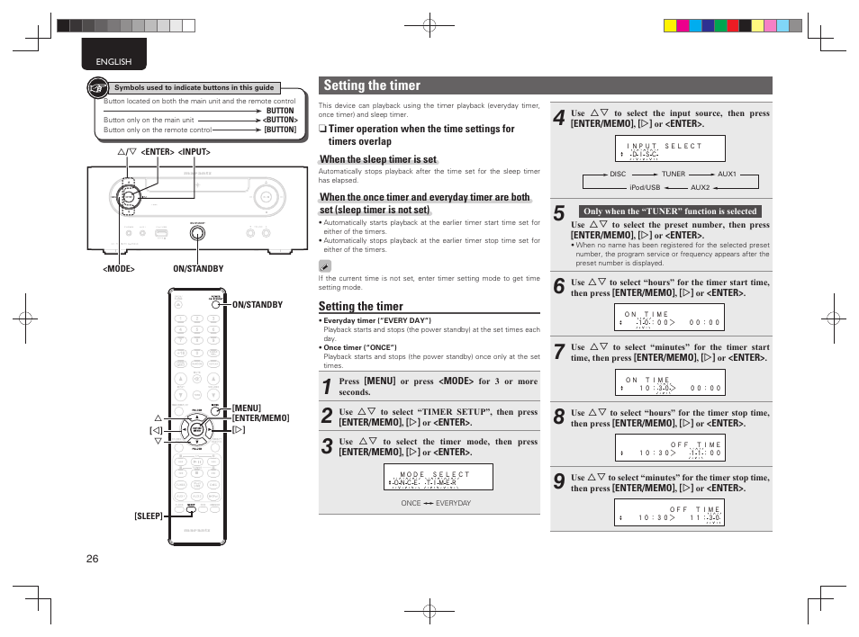Setting the timer | Marantz MCR503 User Manual | Page 31 / 43