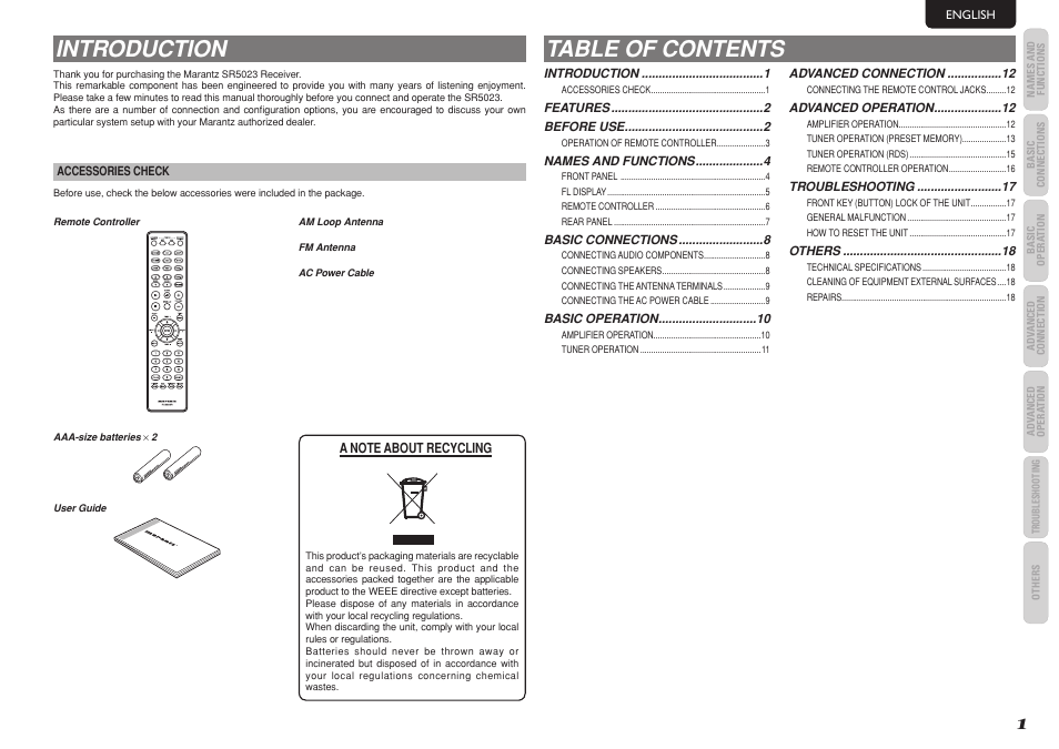 Marantz SR5023 User Manual | Page 5 / 23