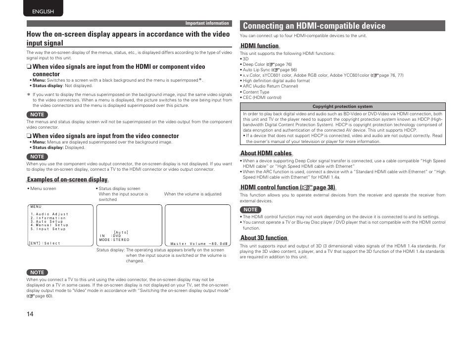 Connecting an hdmi-compatible device | Marantz SR5005 User Manual | Page 20 / 92