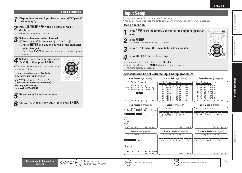 Input setup | Marantz SR5005 User Manual | Page 51 / 92