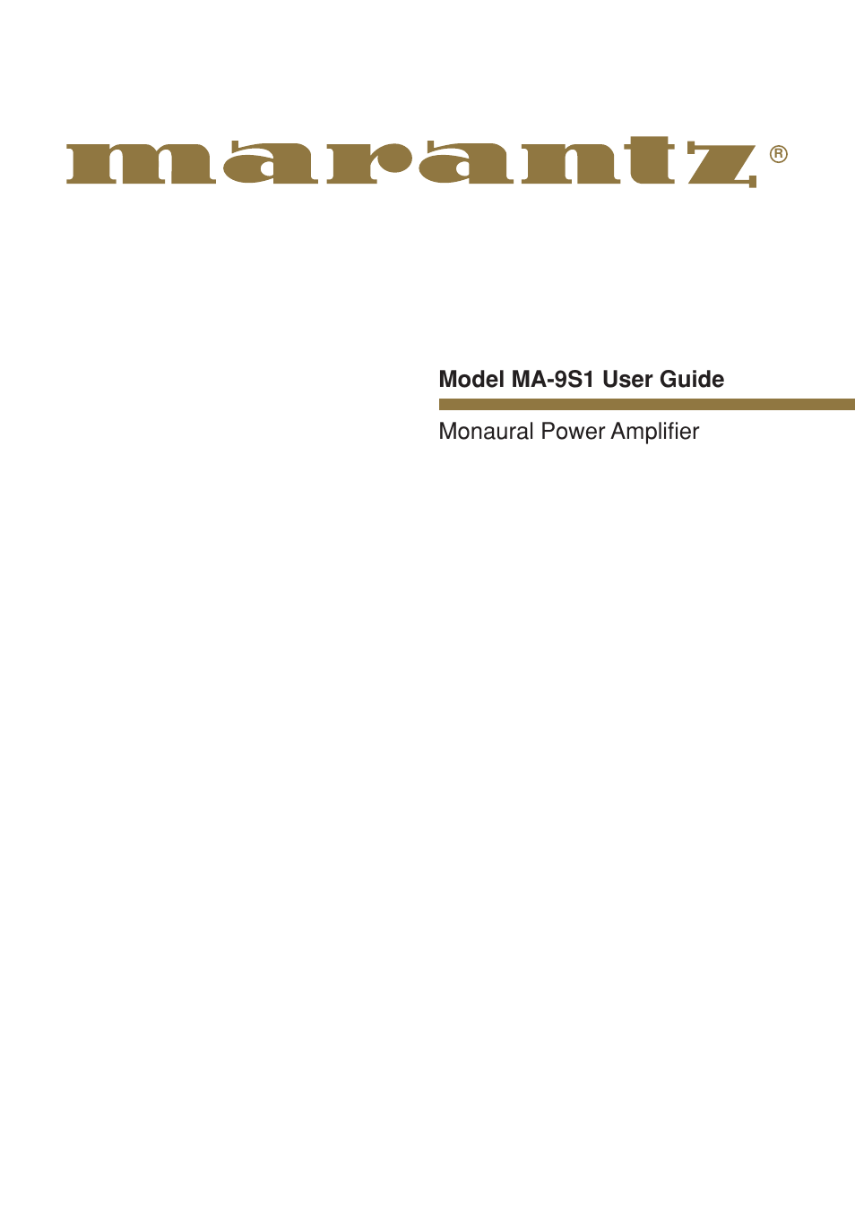 Marantz MA-9S1N User Manual | 47 pages