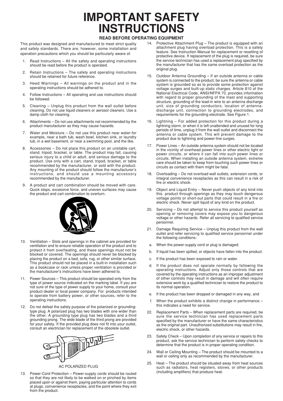 Important safety instructions | Marantz MA-9S1N User Manual | Page 3 / 47