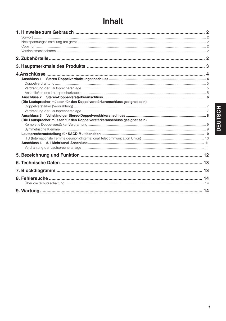 Inhalt, Deutsch | Marantz MA-9S1N User Manual | Page 33 / 47